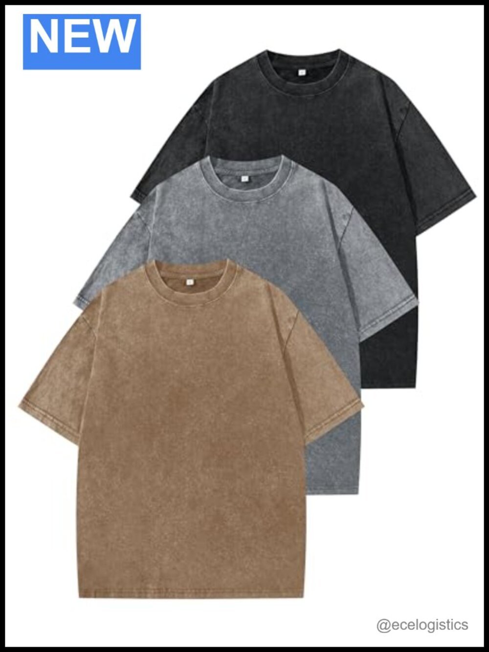 3 Pack Oversized Vintage Washed Cotton T-Shirts for Men Unisex Baggy Streetwear